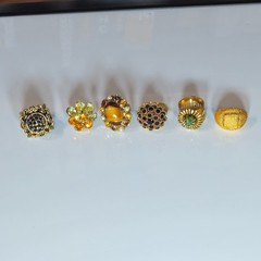 Vintage 6 Pc Assorted Judy lee &Unsigned Ring Lot Jewelry Mixed Styles and Sizes