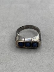 Vintage Sterling Silver Blue Stone Row of 3 Ring Size 9.75