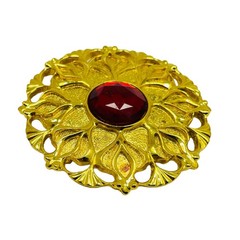 Vintage LADY REMINGTON gold red glass designer runway brooch