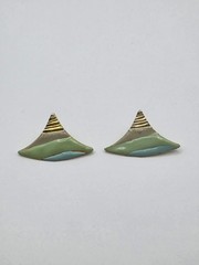 VTG Abstract Mountain Modern Art Statement Metal Pierced Earrings 1″