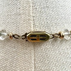 Vintage AB Faceted Glass Necklace Gold Plated 15”