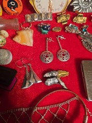Estate Stunning Jewelry Box With Over 40 Pieces Some Sterling Silver Gold Fill