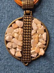 Vintage Leather/Stones Necklace & Pierced Earring Set
