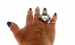 Sparkling Large Marquise Shape 56.00CT Aquamarine With 2.38CT Fine CZ Party Ring