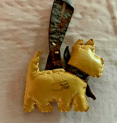 Vintage miniature leather cowboy boots 2 pair + dog Brooch Pins