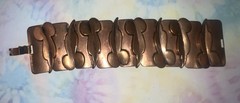 Vintage 1960s Renoir Copper Jewelry Bracelet Bangle Green Clip On Earrings