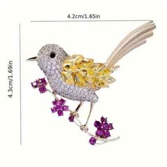 Adorable Colorful Brooch Pin Flower Bird Shiny Zircon Fashion Women Gift Party