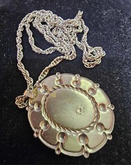 Vtg nickel silver bell pendant w Silvertone Chain Necklace 29″ Southwest Native