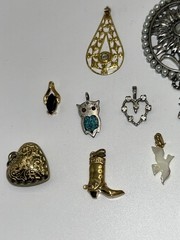Vintage Estate Necklace Pendants Charms Various Sizes Mixed Materials Lot of 15