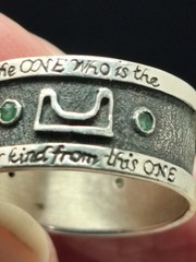 VTG EMERLD STONES TABLET MERCURY CUSTOM RING STERLING SILVER Not Many Made