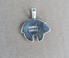 Vintage Native American Thomas Singer Sterling Silver Bear Pendant, Navajo