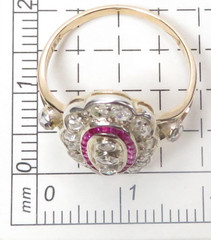 Victorian Edwardian Rose Diamond Engagement 14KY & Silver Rg Sz 6 UK-L1/2 EGLUSA