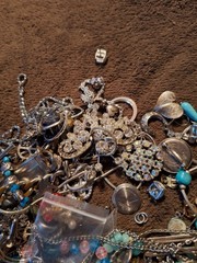 Large 1/2 Pound Collection Of Vintage Silver Toned Jewelry Pieces Poss. Sterling