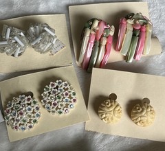 Vintage Lot 10 Good Quality Earrings! Signed Japan Lucite Bead Celluloid EC!