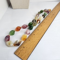 VINTAGE BEAD NECKLACE Colorful Earthy Tone Acrylic Bead 22” Boho Fashion Jewelry