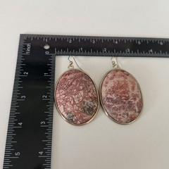 Ladies Leopard Skin Jasper Big Chunky Stone Huge Oval Dangle Statement Earrings