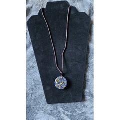 Orgonite Resin Pendant Lapis Lazuli Star Sacred Geometry Necklace Gold Flake
