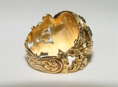 Antique Georgian 1.20CT (Est.) Rose Cut Diamond Filigree Ring 19K Gold S-5.5