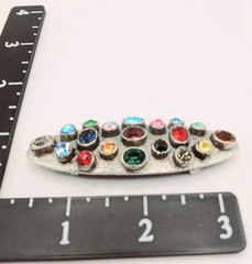 Vintage Large Brooch Jeweled Rhinestones Silver Pot Metal 0168