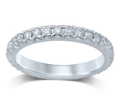 ESTATE .99CT DIAMOND 14KT WHITE GOLD 3D ROUND ETERNITY V SHAPE ANNIVERSARY RING