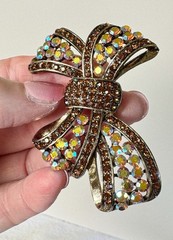 Vintage Bow Brooch ROM Rhinestones AB Crystals Signed Royal Ontario Museum EUC