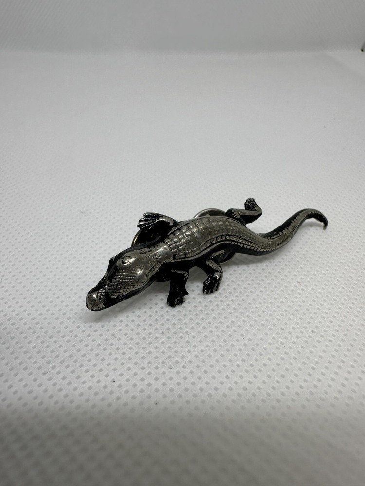 Silver And Black Crocodile Pin