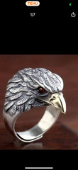 Vintage Eagle head adjustable ring gothic animal hip hop rock funky ring for men