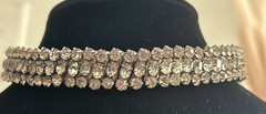 VTG 60s Rhinestone Stretch Expansion Trio-Cut Estate NECKLACE Statement 12.5 in