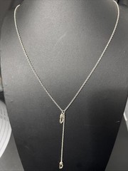 Vintage Sterling Silver Y Necklace Charm Holder Chain Casual Signed 8gram 26”