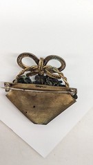 Chinese Export Gold Gild Brass Silver Enamel Flower Basket Pin Brooch Vintage