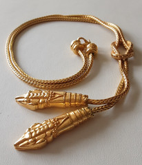 MMA 1994~ Double Snake 24K Plated Egyptian Lariat Necklace~ MOMA
