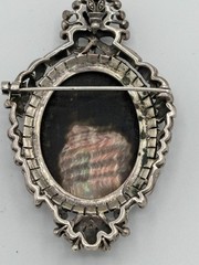 Antique German Art Deco 925 Sterling Silver Marcasite Cameo Brooch Pendant 33.2g