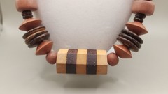 Vintage 70s Chunky Wood Bead Statement Necklace Boho Retro Barrel Clasp 25″ 2oz