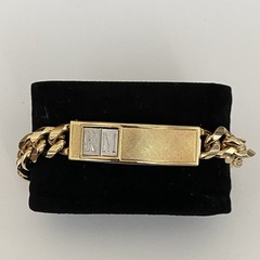 Mens ID Bracelet engraved “KIM” Gold Tone Heavy Chunky Vintage Cuban Link 1/2”W
