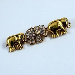 Vintage 1928 Brand Sparkly Crystal Elephant Gold Tone Brooch Estate Pin