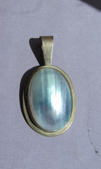 VINTAGE OLD PAWN STERLING NG NELSON GARCIA LUSTER GREY BLUE MOP SLIDER PENDANT