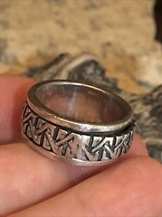 24. Vintage Celtic Sterling Silver 925 Patterned Spinner Band Ring 10g, 7s