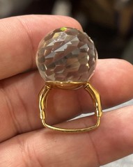Vintage VENDOME Faceted Crystal Disco Ball Cocktail RING~Square Shank~Patent,FJT