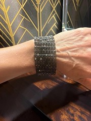 GRAZIANO Sparkling Ice Rhinestone Chain Link Wide Bracelet
