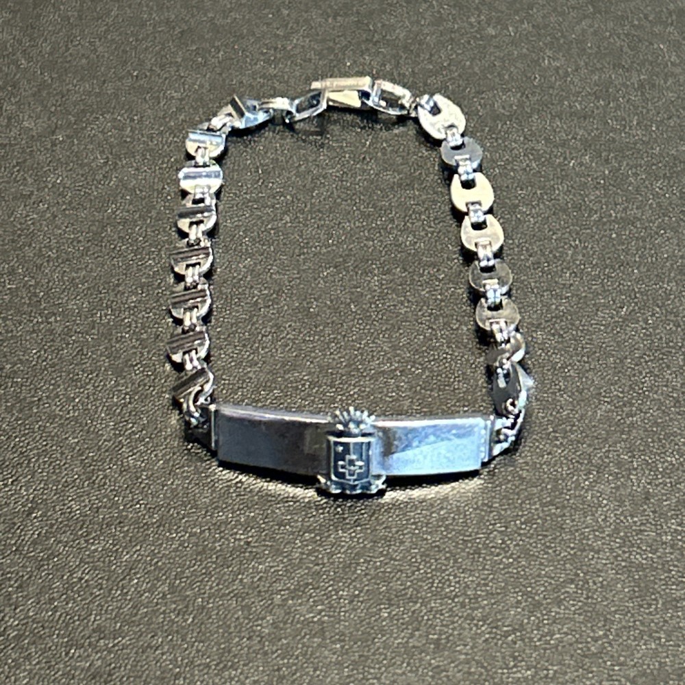 Vintage Sterling Crest Bracelet-6.5in
