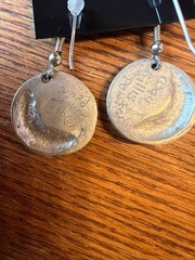 Vintage 1994 Gillis Pewter Celestial Moon and Star Dangle Earrings