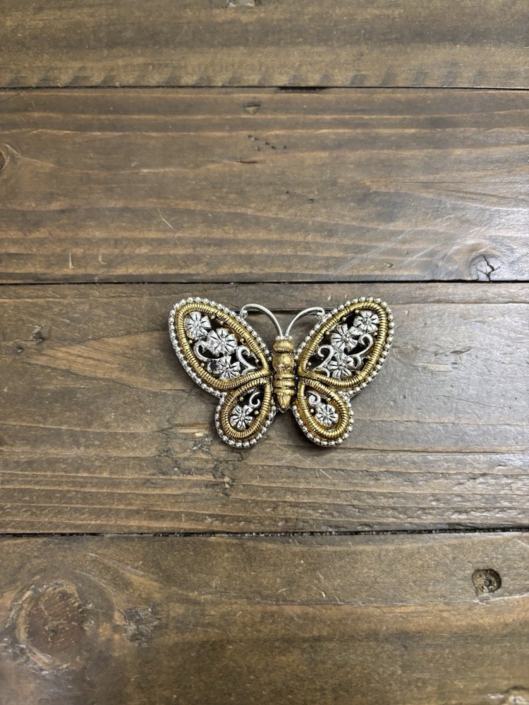 Vintage Two Tone Butterfly Brooch
