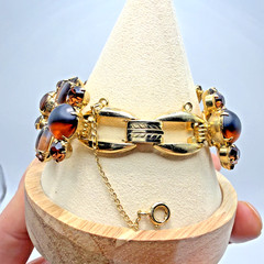 Vintage Juliana 5 Link Bracelet Frosted Brown Austrian Crystals & Topaz