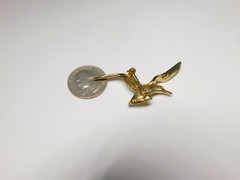 Silver Enamel Flying Seagull Gold Plated Pewter Metal Vintage