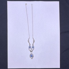 Sorrento Signed Sterling Silver Rope Necklace Teardrop Pendant Blue Oval Stone