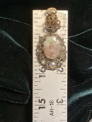 Vintage Porcelain Filigree Courting Couple Art Brooch and Earrings Set