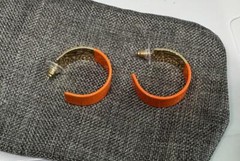 Vikki Carr Estate Orange Hoop Earrings Certificate Of Authenticity 1 Inch