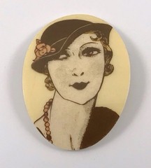 Vintage Art Deco French Celluloid Brooch Pin Trombone Clasp. #1496