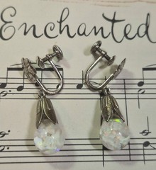 Vintage Sterling Silver Floating Opal Chip Earrings Signed Opalite Dangle Bridal