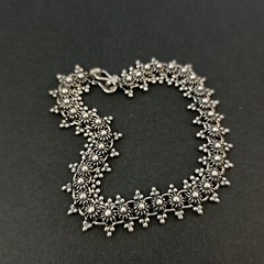 Vintage Silver Bracelet Ethnic Granulation Flower Filigree Tribal Articulated
